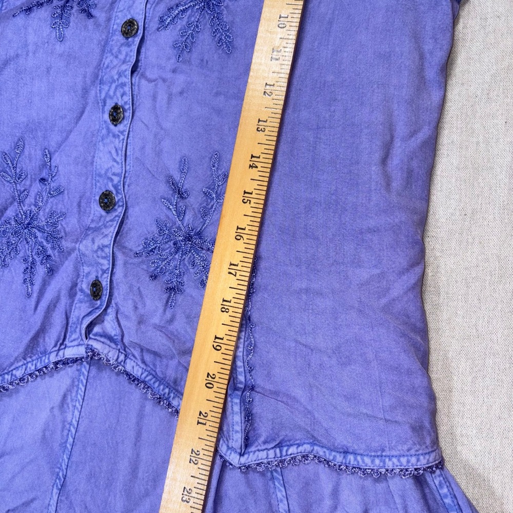 VTG Purple Periwinkle Embroidered Skirt Set Rayon PS Boho Cottagecore Fairycore - Picture 5 of 10
